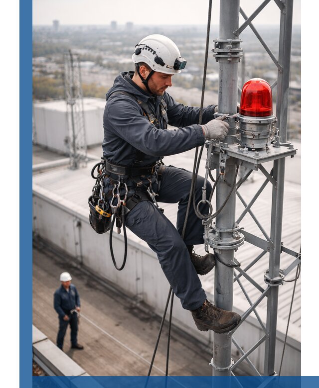 Монтаж заградительных огней и обслуживание объектов в Беслане