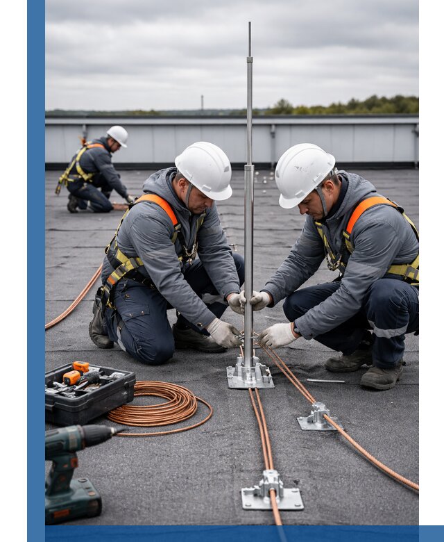 Монтаж молниезащиты на кровле в Беслане под ключ с гарантией