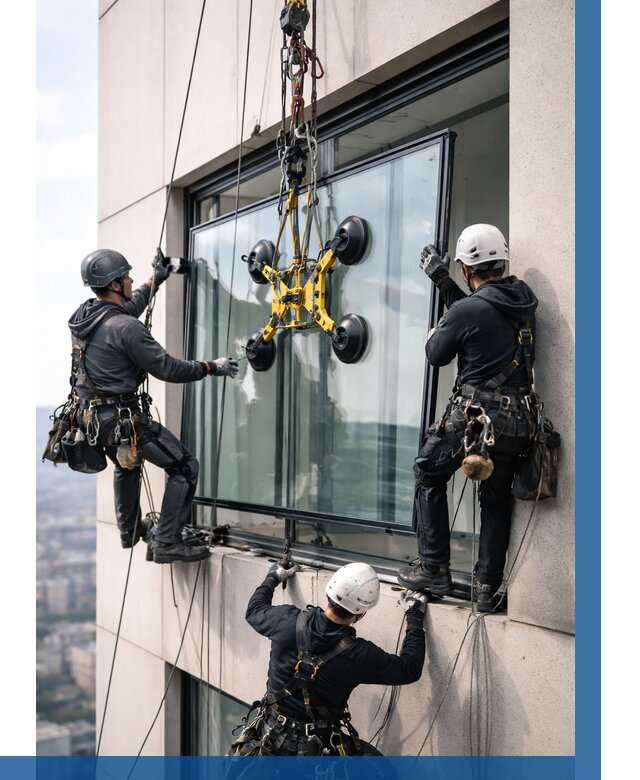 Монтаж стеклопакетов на высоте в Беслане от 3240 р. | ВЫСОТНИК-Бсл