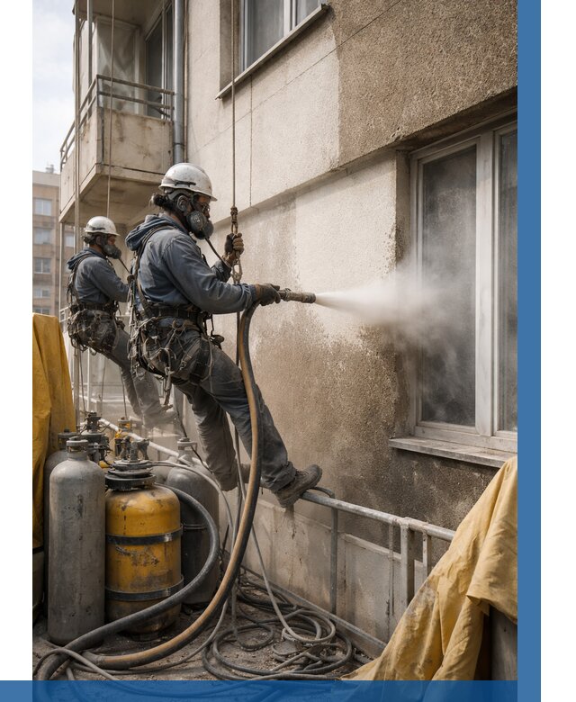 Пескоструйная очистка фасада в Беслане от 658 р. | ВЫСОТНИК-Бсл