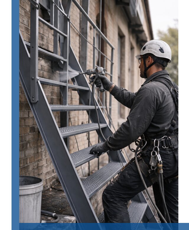 Покраска и антикоррозионная защита пожарных лестниц в Беслане