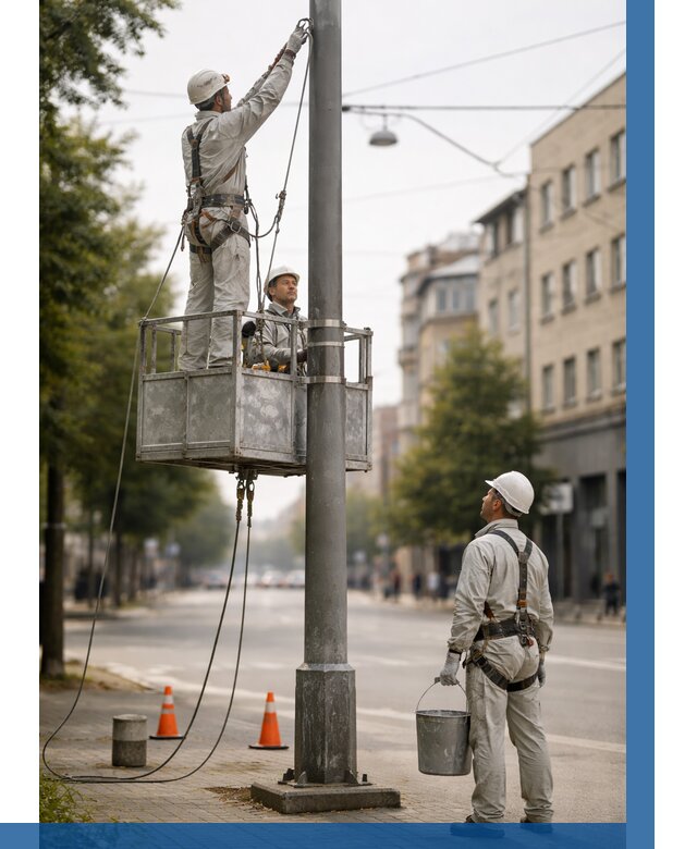 Покраска опор освещения в Беслане от 5063 р. | ВЫСОТНИК-Бсл
