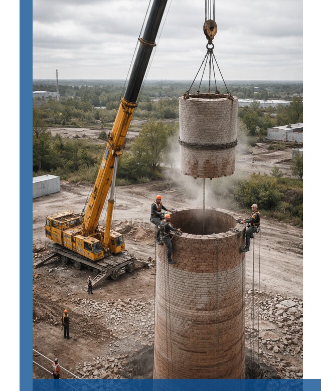 Демонтаж дымовой трубы в Беслане с гарантиями безопасности