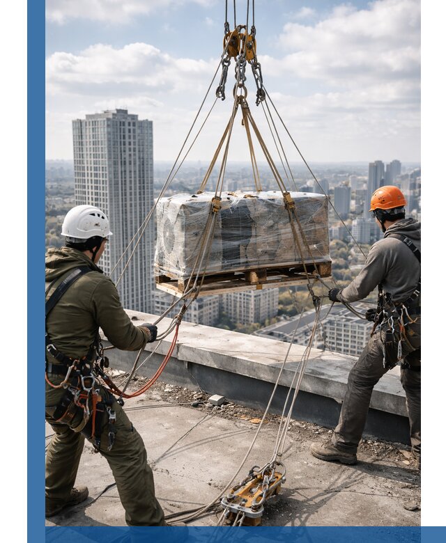 Подъем и монтаж крупногабаритных грузов на крышу в Беслане