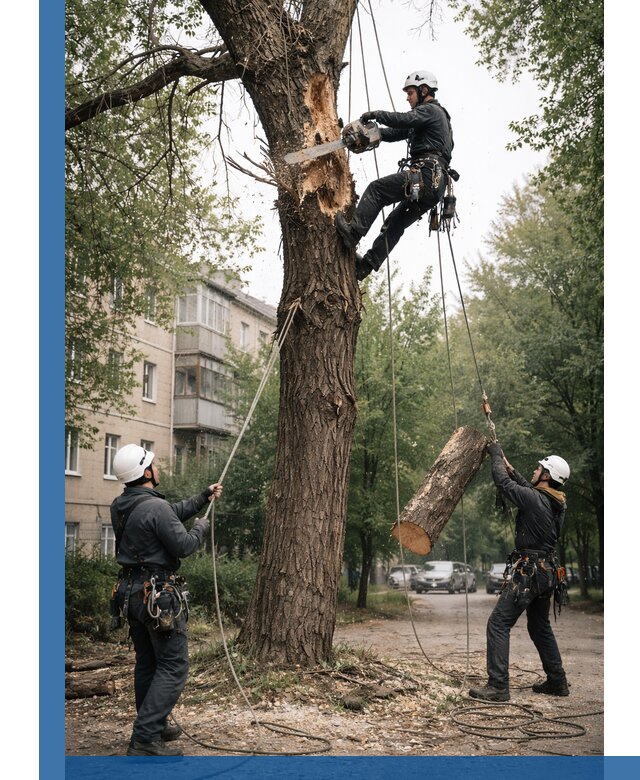 Срочное удаление аварийных деревьев в Беслане с гарантией безопасности