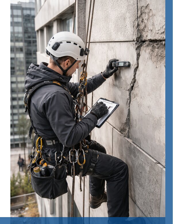 Обследование фасада альпинистами в Беслане от 122 р. | ВЫСОТНИК-Бсл