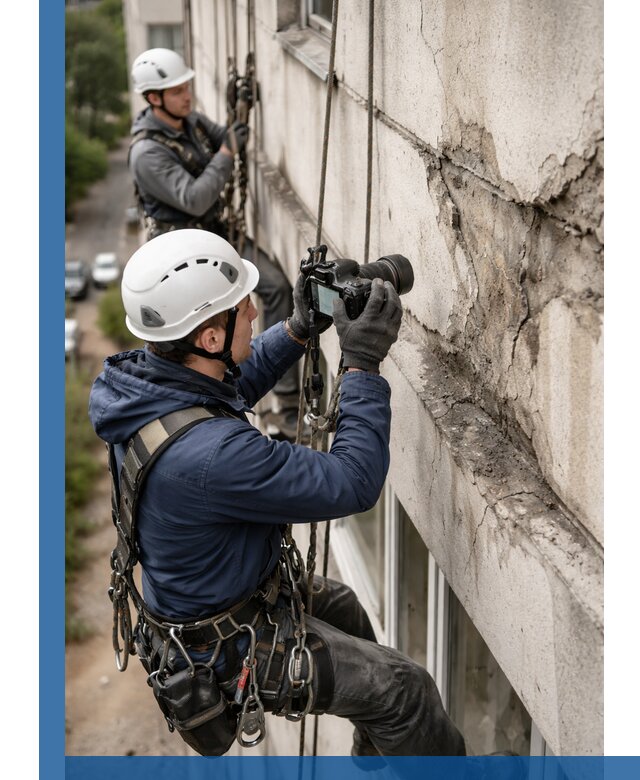 Фотофиксация дефектов фасада с высотной съемкой в Беслане