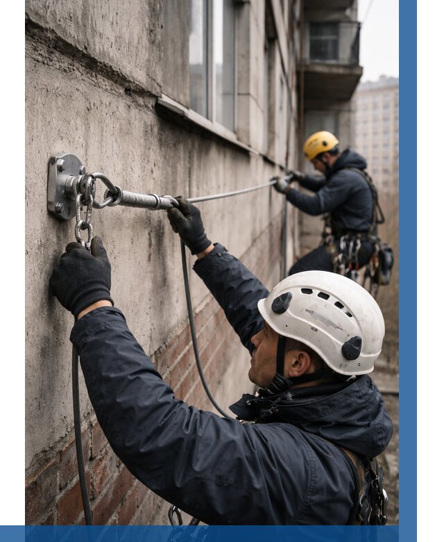 Монтаж анкерных линий в Беслане от 3038 р. | ВЫСОТНИК-Бсл