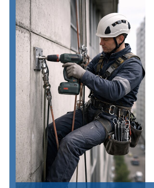 Установка анкерных точек для высотных работ в Беслане